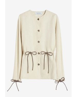 Max Mara Carezza Linen-Blend Buttoned Jacket - Natural