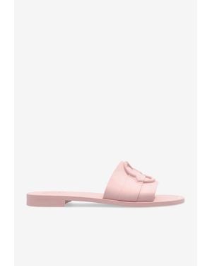 Moncler Mon Logo Rubber Slides - Pink