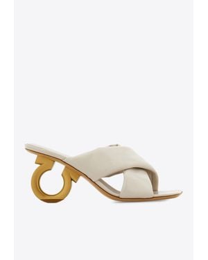 Ferragamo Zilda 70 Gancini Leather Sandals - White