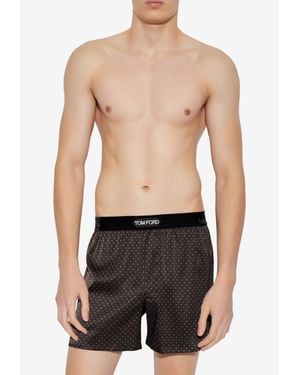 Tom Ford Logo-Waistband Boxers - Blue
