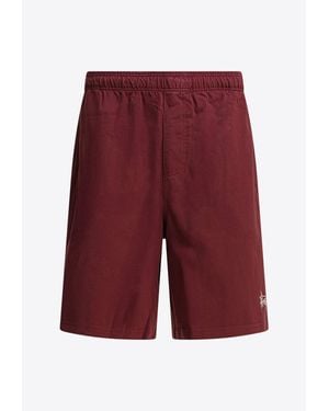 Stussy Logo Print Track Shorts - Red