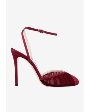 Andrea Wazen Emma 105 Tulle Pumps - Red