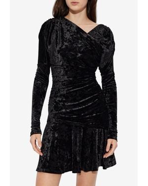 Ganni Velvet Draped Mini Dress - Black