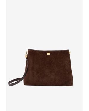 Dolce & Gabbana Large Vittoria Suede Crossbody Bag - Brown