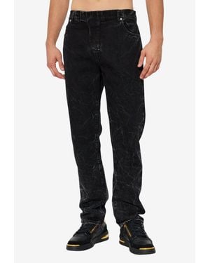 Balmain Vintage-Effect Straight Jeans - Black