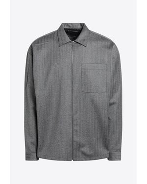 Prada Wool Zip-Up Overshirt - Grey