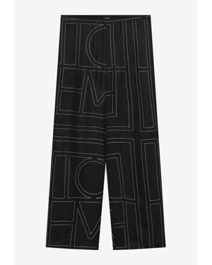 TOTEME Monogram Silk Pajama Pants - Black