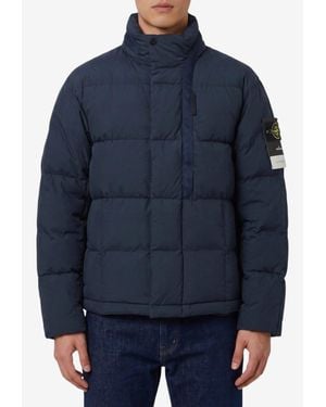 Stone Island Down Jacket With Removable-Hood - Blue