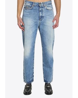 Versace Stud-Embellished Straight-Leg Jeans - Blue