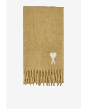 Ami Paris Ami De Coeur Alpaca-Blend Scarf - Yellow