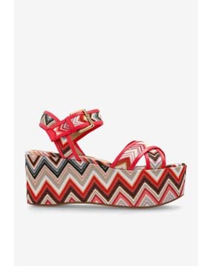 Missoni 80 Patterned Platform Sandals - Red