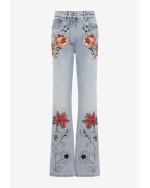 Valentino Floral Flared Jeans - White