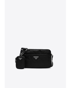 Prada Triangle Logo Re-Nylon Crossbody Bag - Black