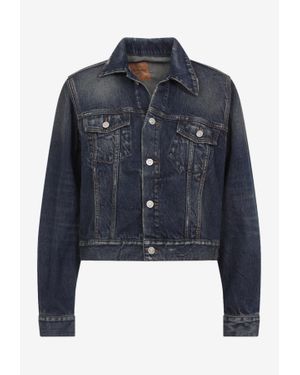 Balenciaga Off-Shoulder Denim Jacket - Blue