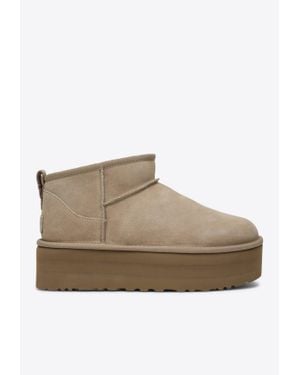 UGG Classic Ultra Mini Suede Platform Boots - Brown
