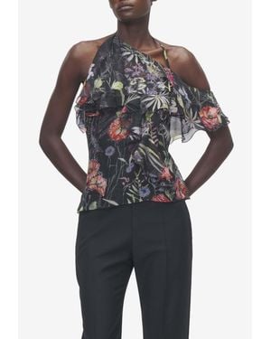 McQueen Meadow Floral Asymmetric Top - Grey
