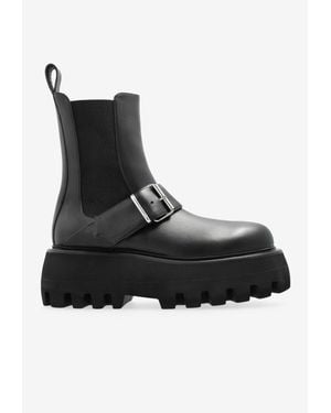 McQueen Sofa Leather Platform Ankle Boots - Black