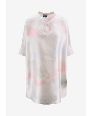 Giorgio Armani Oversized Printed Silk Blouse - White