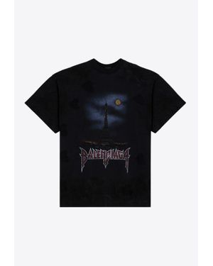 Balenciaga Paris Moon Upside-Down T-Shirt in Black for Men Balenciaga Paris Moon Upside-Down T-Shirt in Black for Men