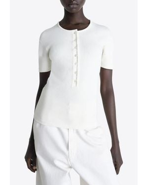 Lemaire Henley Fitted Knit Top - White