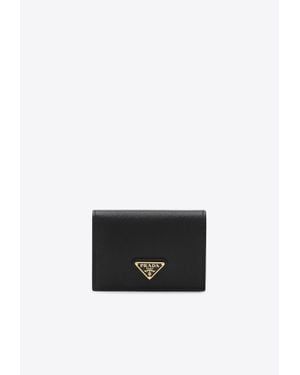 Prada Small Leather Wallet With Triangle Logo - White