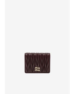 Miu Miu Small Matelassé Leather Logo Wallet - White