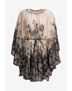 Zimmermann Rhiannon Lantern Floral Mini Dress - Natural