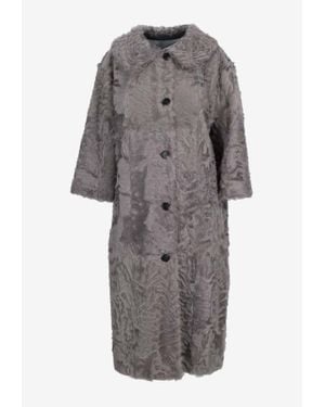 Miu Miu Chekiang Lambskin Single-Breasted Coat - Grey
