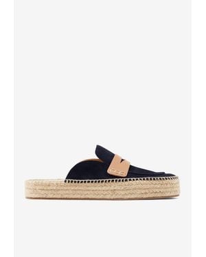 JW Anderson Suede Espadrille Flat Mules - Blue