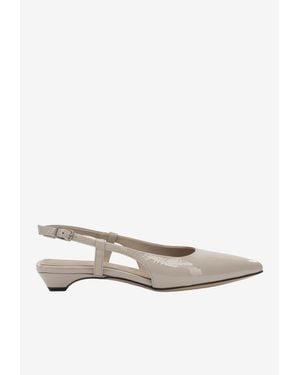 Pomme D'or Greta Naplak Leather Slingback Flats - White