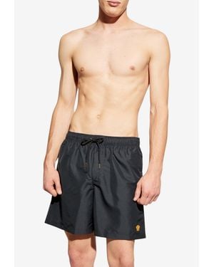 Versace Medusa Embroidered Swim Shorts - Blue