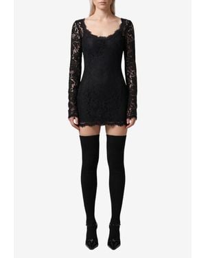 Dolce & Gabbana Cordonnet Lace Sheer Mini Dress - Black