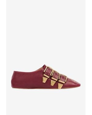 Chloé Susanna Studded Leather Ballet Flats - Red