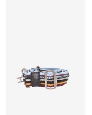 Prada Striped Clasp Buckle Belt - White
