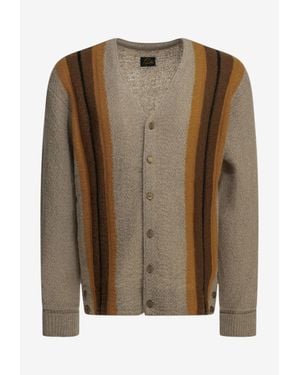 Needles Striped Mohair-Blend Cardigan - Brown