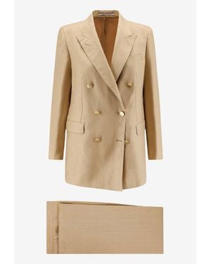 Tagliatore Jasmine Double-Breasted Linen Suit - Natural