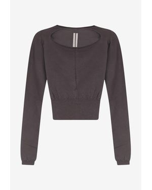 Rick Owens Cropped Wool Sweater - Grey