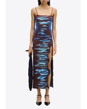 Ph5 Iris Ocean-Print Maxi Tank Dress - Blue