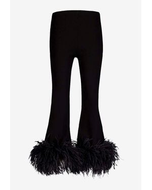 Valentino Feather Trim Flared Pants - Black
