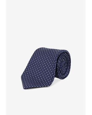 Kiton Patterned Silk Tie - Blue