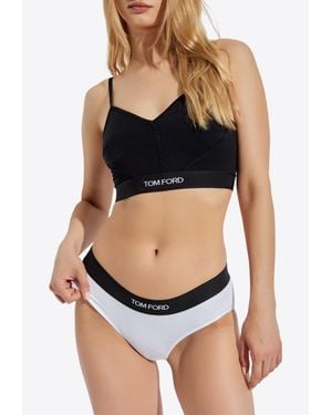 Tom Ford Elastic-Waistband Logo Briefs - Black