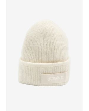 Jacquemus Gros Grain Logo Beanie - White