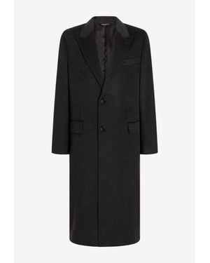 Dolce & Gabbana Single-Breasted Wool Coat - Black
