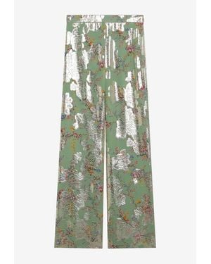 Valentino Printed Silk Pants - Green