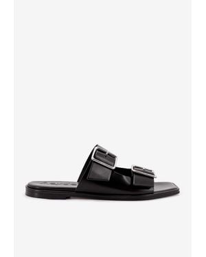 Aeyde Tonya Double-Strap Leather Sandals - Black