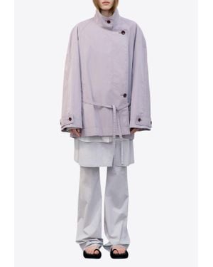 Low Classic High-Neck Short Trench Coat - Gray