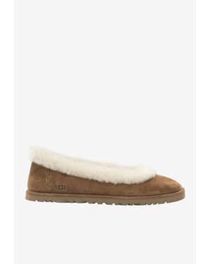 UGG Zora Shearling Suede Loafers - White
