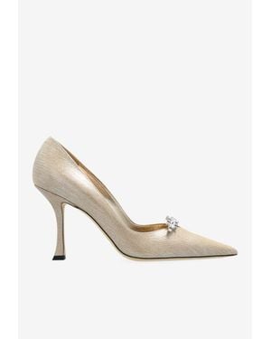 Jimmy Choo Belinda 90 Metallic Sheen Pumps - White