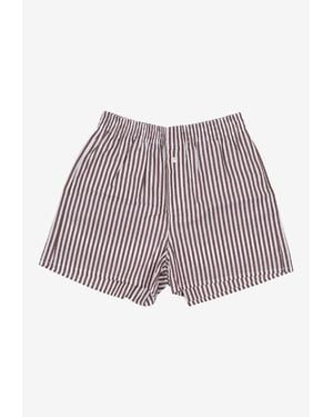 LA ROSE Striped Mini Shorts - Purple