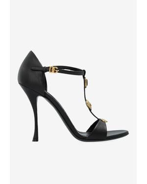 Dolce & Gabbana Keira 105 Goatskin Sandals With Charms - Black